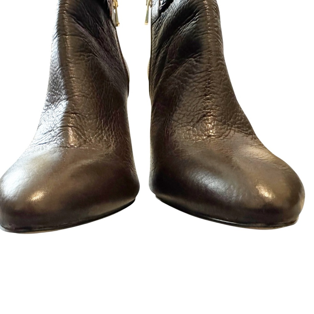 Ann Taylor Jo Braided Pebble Leather Ankle Stiletto Deep Brandywine Size 9.5 - Picture 6 of 11